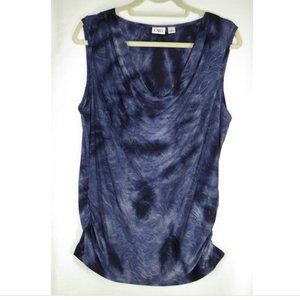 Vintage Women's Size XL Navy Cowl Neck Tie Dye Top, Cato, Silky/Stretchy, EUC